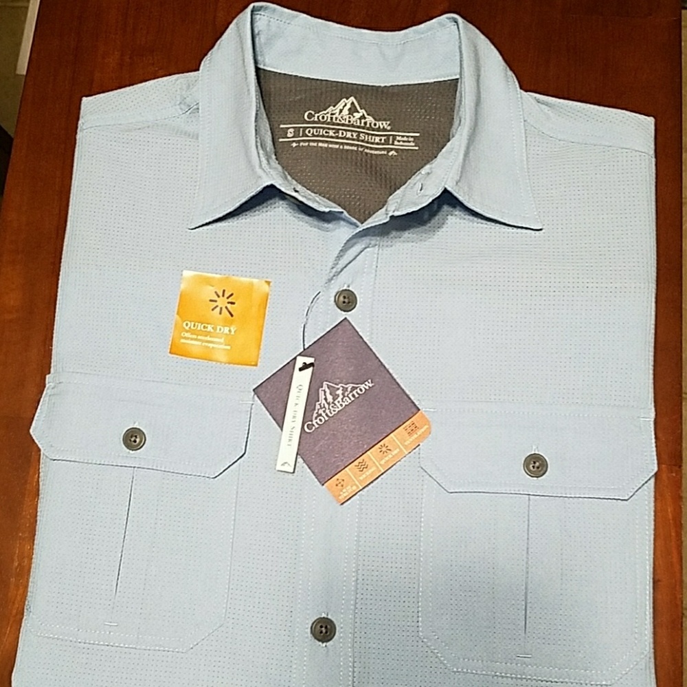 Croft & Barrow sky blue woven short sleeve size S